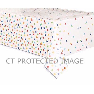 54x84 Inch Rainbow Polka Dots Table Cover