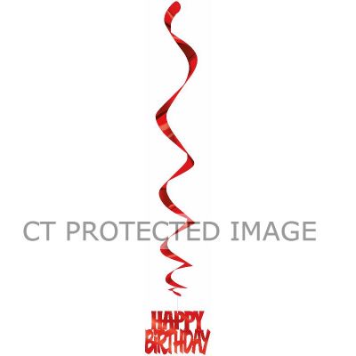  32 Inch Happy Birthday Red Hanging Swirls (pack quantity 3) 