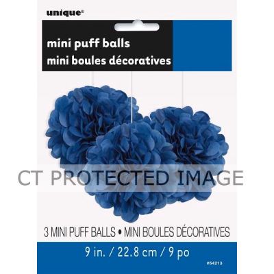 9 Inch Royal Blue Puff Tissue Decoration (pack quantity 3)