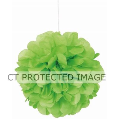 9 Inch Lime Green Puff Tissue Decoration (pack quantity 3)