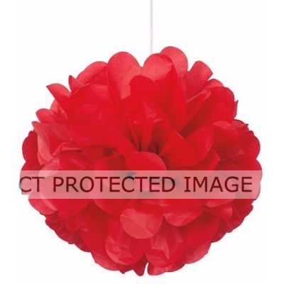 9 Inch Ruby Red Puff Tissue Decoration (pack quantity 3)