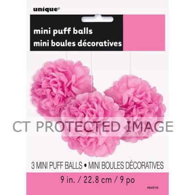 9 Inch Hot Pink Puff Tissue Decoration (pack quantity 3)