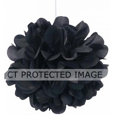 9 Inch Black Puff Tissue Decoration (pack quantity 3)