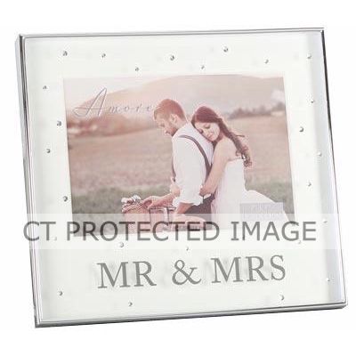 7x5 Inch Mr & Mrs Box Frame With Crystals