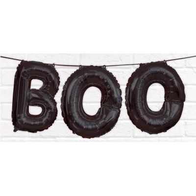 14 Inch Black Boo Letter Balloon Banner Kit