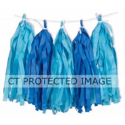 9ft Royal & Light Blue Tissue Tassel Garland