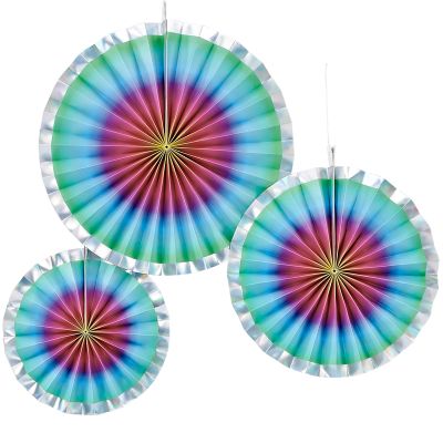 Rainbow Ombre Paper Fans (pack quantity 3)