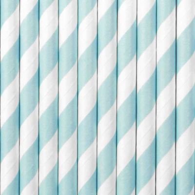  Light Blue Stripes Paper Straws (pack quantity 10) 
