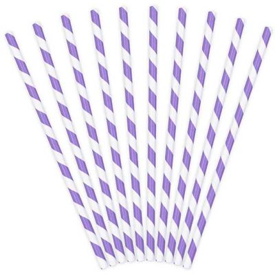  Lilac Stripes Paper Straws (pack quantity 10) 