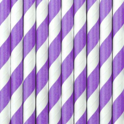  Lilac Stripes Paper Straws (pack quantity 10) 