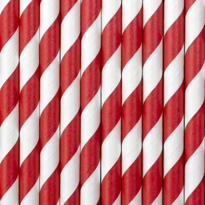  Red Stripes Paper Straws (pack quantity 10) 