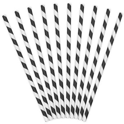  Black Stripes Paper Straws (pack quantity 10) 