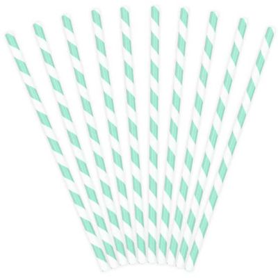  Sky Blue Stripes Paper Straws (pack quantity 10) 