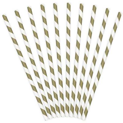  Gold Stripes Paper Straws (pack quantity 10) 