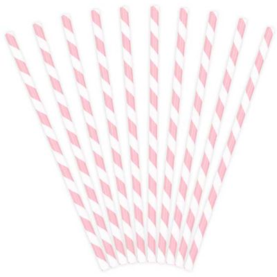  Light Pink Stripes Paper Straws (pack quantity 10) 