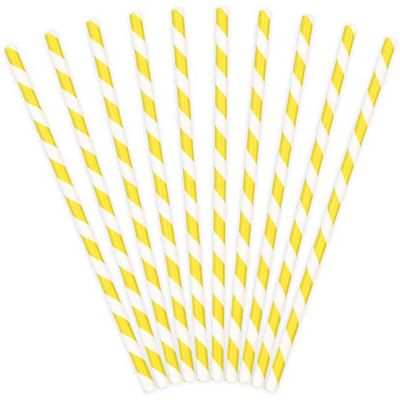  Yellow Stripes Paper Straws (pack quantity 10) 