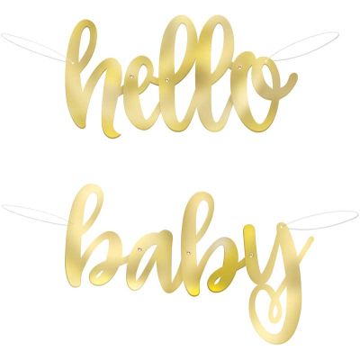 105cm Hello Baby Gold Baby Shower Banner