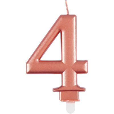 Metallic Rose Gold Number 4 Birthday Candle