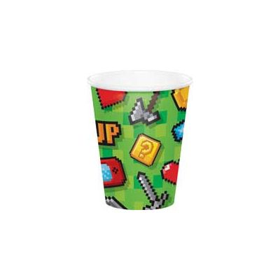 9oz Gaming Party Paper Cups (pack quantity 8)