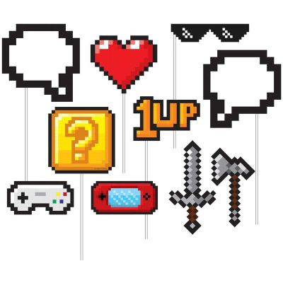 Gaming Party Photo Booth Props (pack quantity 10)