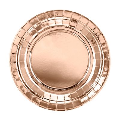  18cm Rose Gold Foil Round Paper Plates (pack quantity 6) 