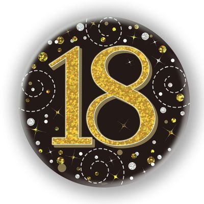3 Inch 18th Birthday Black & Gold Badge