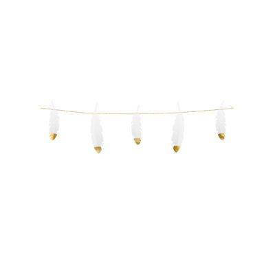 1.6m White Paper Feathers Garland