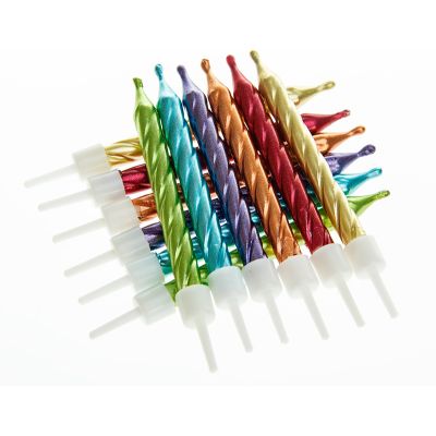 Rainbow Metallic Candles With Holders (pack quantity 12)