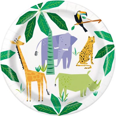 9 Inch Animal Safari Plates (pack quantity 8)