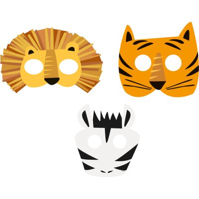 Animal Safari Paper Masks (pack quantity 8)