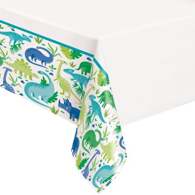 54x84 Inch Blue & Green Dinosaur Plastic Table Cover