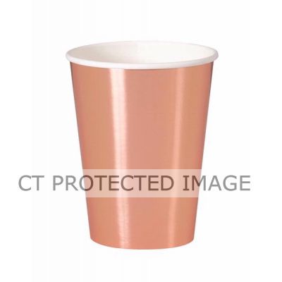  12oz Foil Rose Gold Cups (pack quantity 8) 