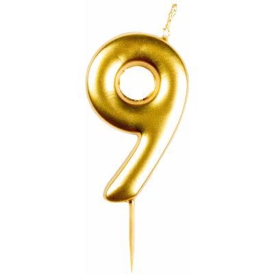 Gold Numerical 9 Candle