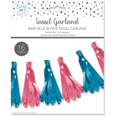 Blue And Pink Foil Tassel Garland