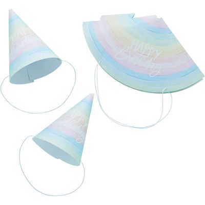 Eco Rainbow 'happy Birthday' Paper Hats (pack quantity 10)