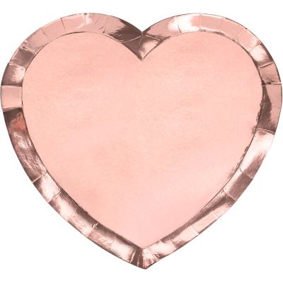 Rose Gold Foil Heart Shaped Plates (pack quantity 6)