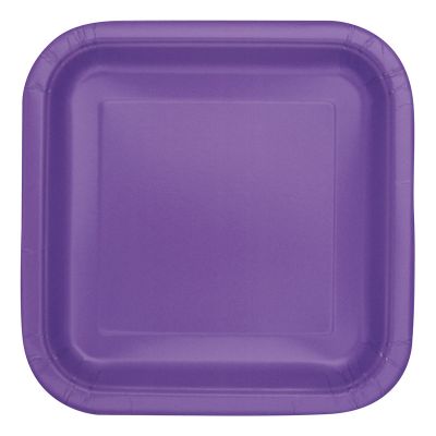 7 Inch Neon Purple Square Plates (pack quantity 16)