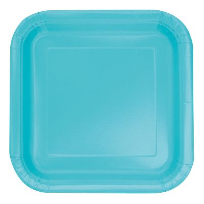 7 Inch Terrific Teal Square Plates (pack quantity 16)
