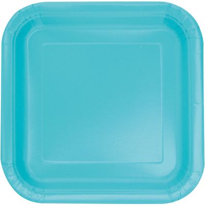 9 Inch Terrific Teal Square Plates (pack quantity 14)