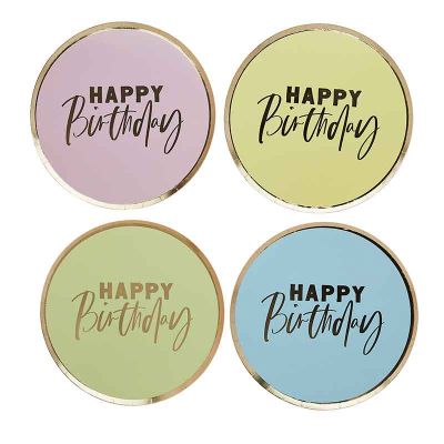 Pastel 'happy Birthday' Paper Plates (pack quantity 8)