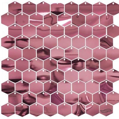 30x30cm Metallic Rose Gold Sequin Hexagon Wall Panel