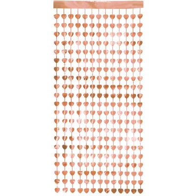 Metallic Rose Gold Heart Foil Door Curtain