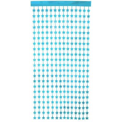 Metallic Light Blue Star Foil Door Curtain