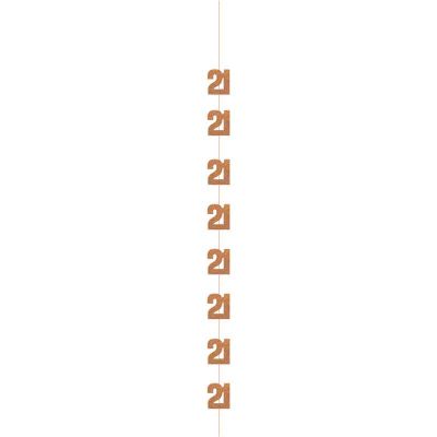 6pc 5ft Glitz Rose Gold 21st Birthday Hanging Decorations