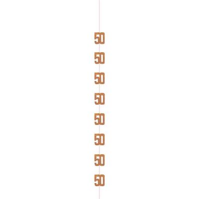 6pc 5ft Glitz Rose Gold 50th Birthday Hanging Decorations