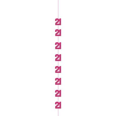 6pc 5ft Glitz Pink 21st Birthday Hanging Decorations