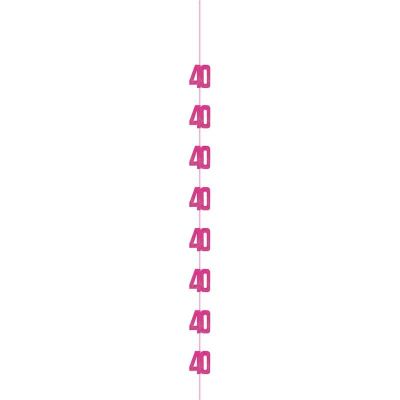 6pc 5ft Glitz Pink 40th Birthday Hanging Decorations