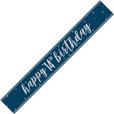 9ft Glitz Blue 14th Birthday Banner