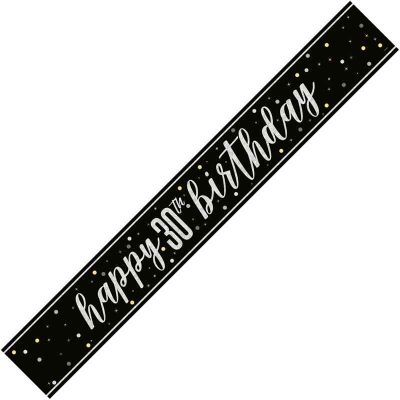 9ft Glitz Black 30th Birthday Banner