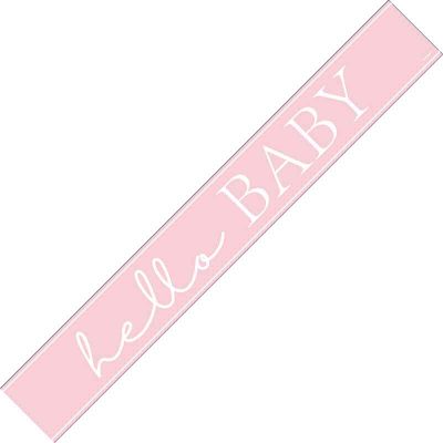 9ft Pink Hello Baby Foil Banner